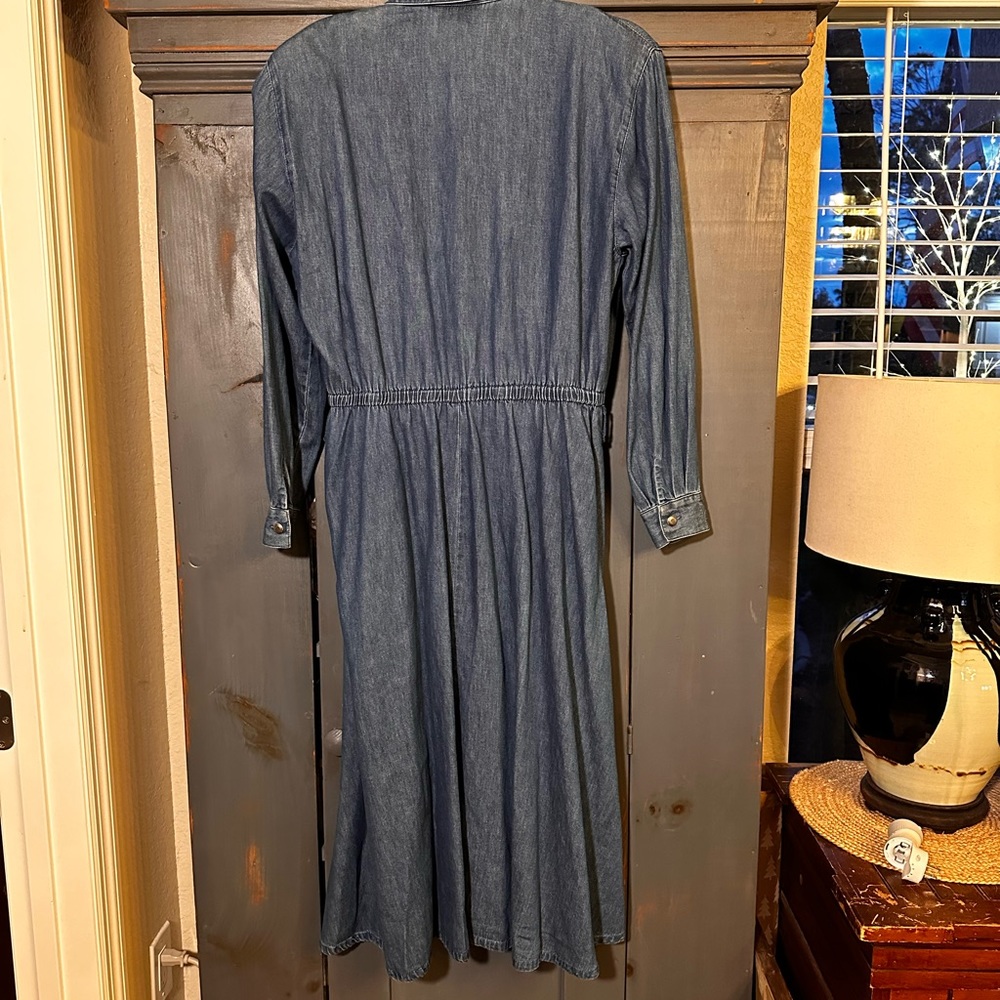 Talbots 12pet long sleeve coastal cowgirl button down chambray midi/maxi dress - Picture 4 of 12